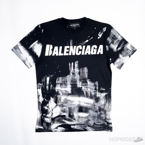 Balenciaga Logo Brushstrokes Black T-Shirt 